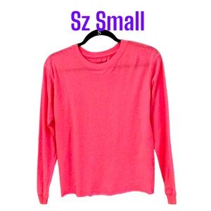 Southern Spirit sz S Bright Barbie Pink Cute Long Sleeve Shirt Crew Neck EUC